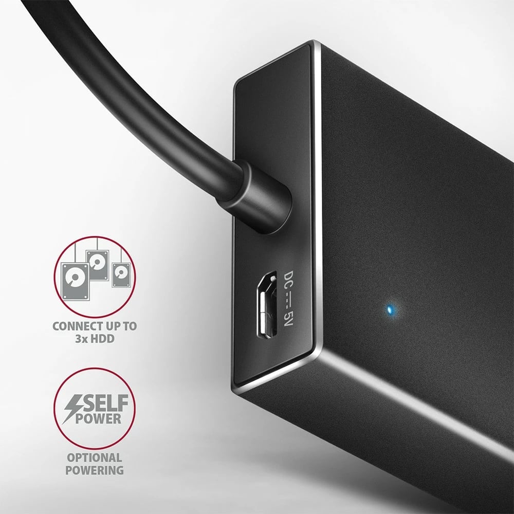 Hub USB AXAGON HUE-F7A, 7 porta, USB 3.2 Gen 1, alumini, 1m kabllo, i zi