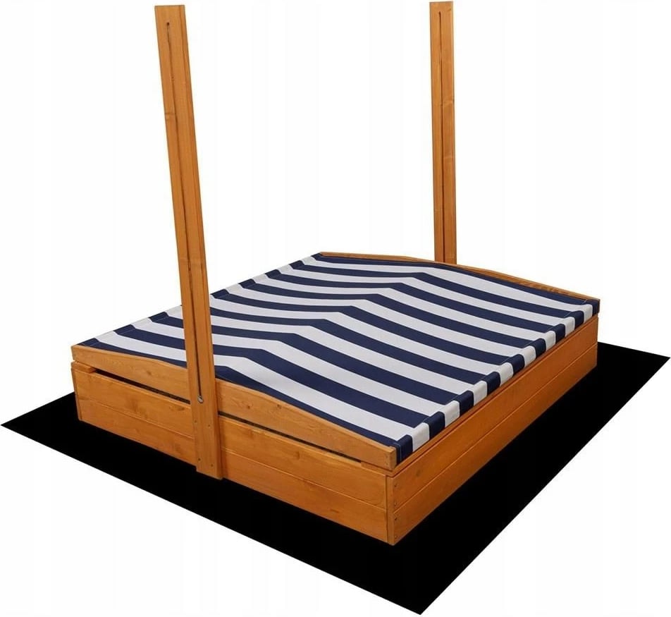 Tendë për kutinë me rërë, BABY MIX, 120x120 cm, me konstruksion druri, blu e bardhë