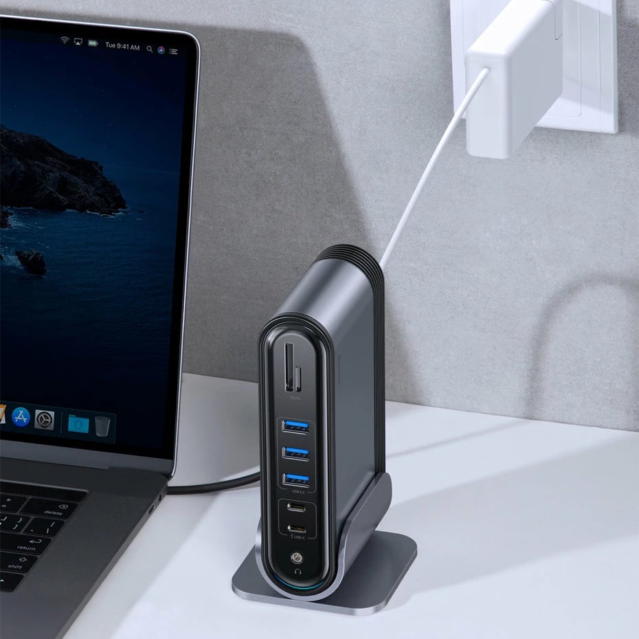 Kasë HUB multifunksional Baseus CAHUB-DG0G, 16 porta, 100W, Gri