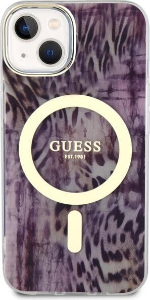 Mbështjellës Guess Leopard MagSafe për iPhone 14, Rozë Mbështjellës Guess Leopard MagSafe për iPhone 14, Rozë