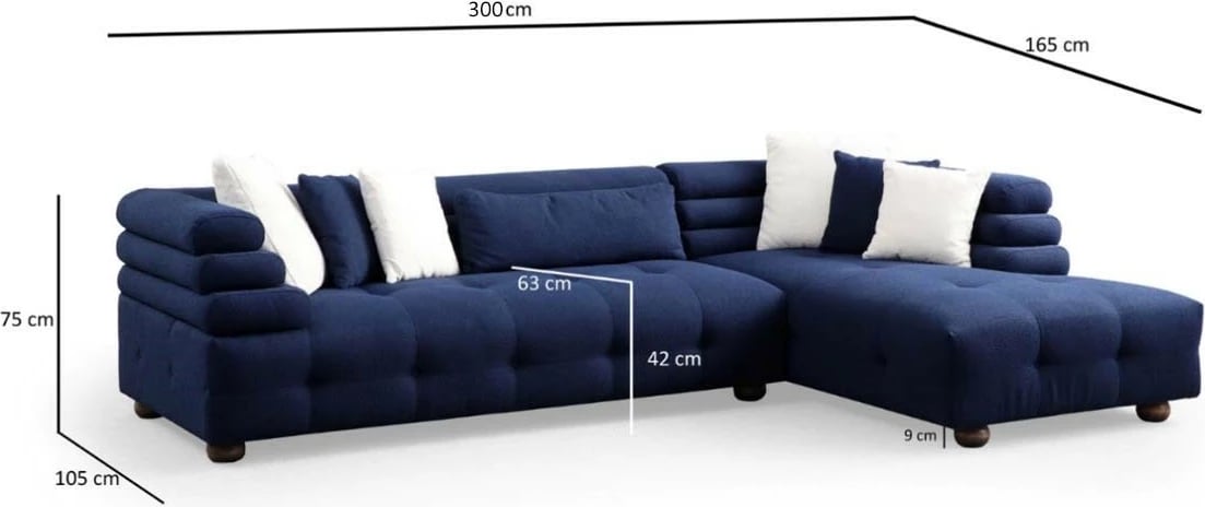 Këndore Boston, ngjyrë blu e natës, Atelier del Sofa, kënd i djathtë
