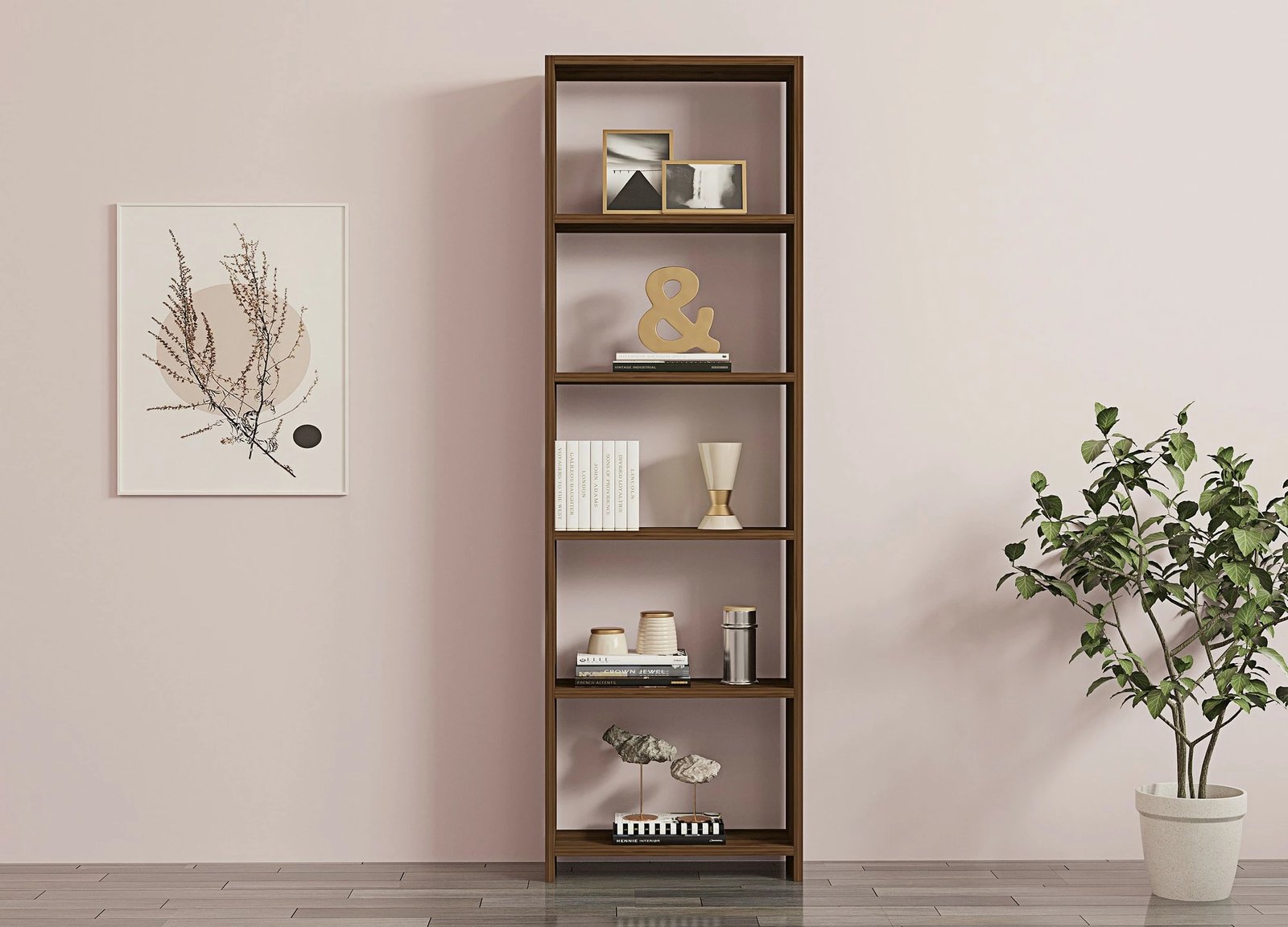 Raft librash Hanah Home, ngjyrë arre, dizajn skandinav, i ri
