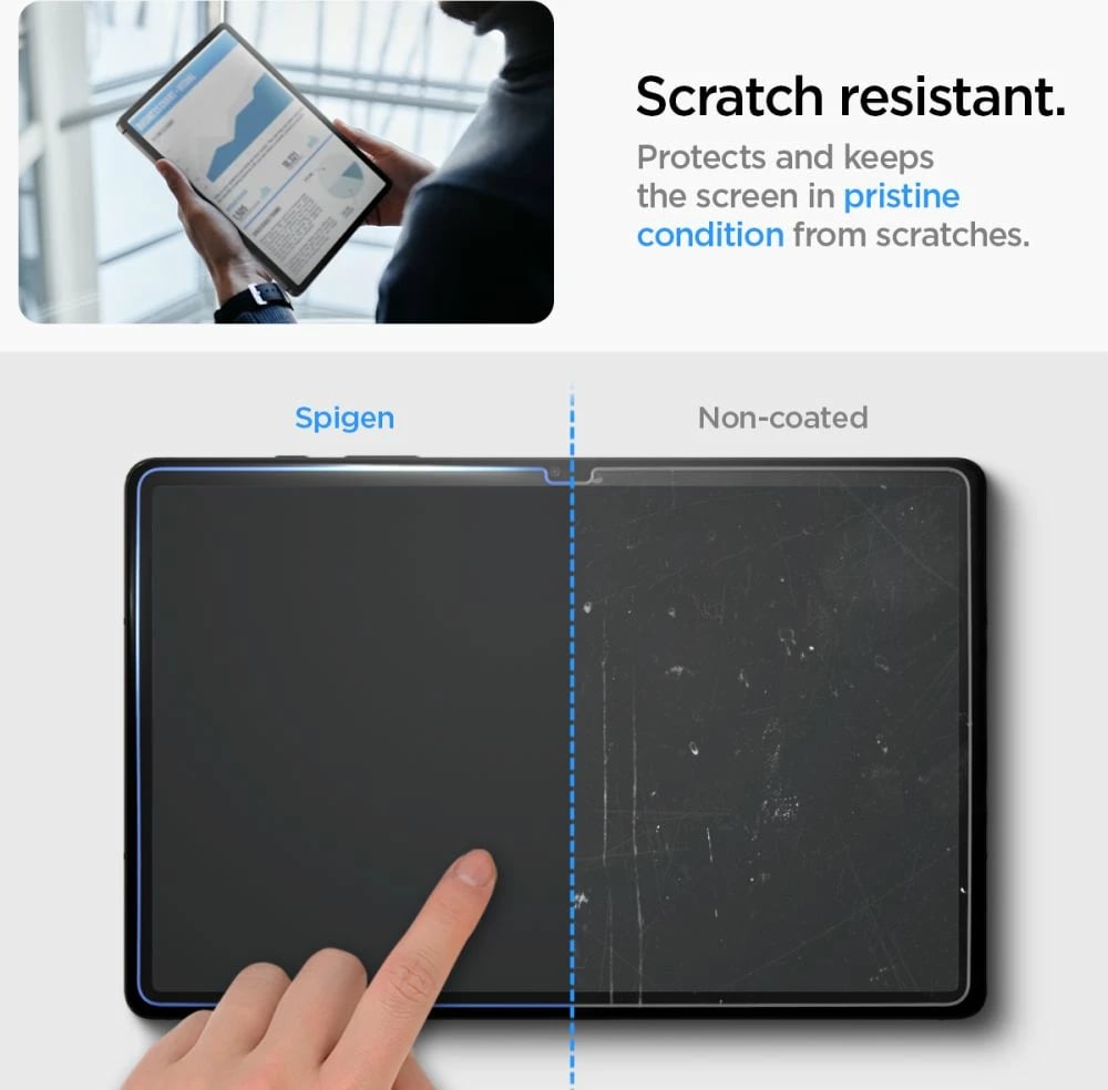 Xham i temperuar mbrojtës, Spigen Glas.tR EZ Fit, për Samsung Galaxy Tab S9 11'' X710/X716B, 0.2 mm 9H, kornizë montimi