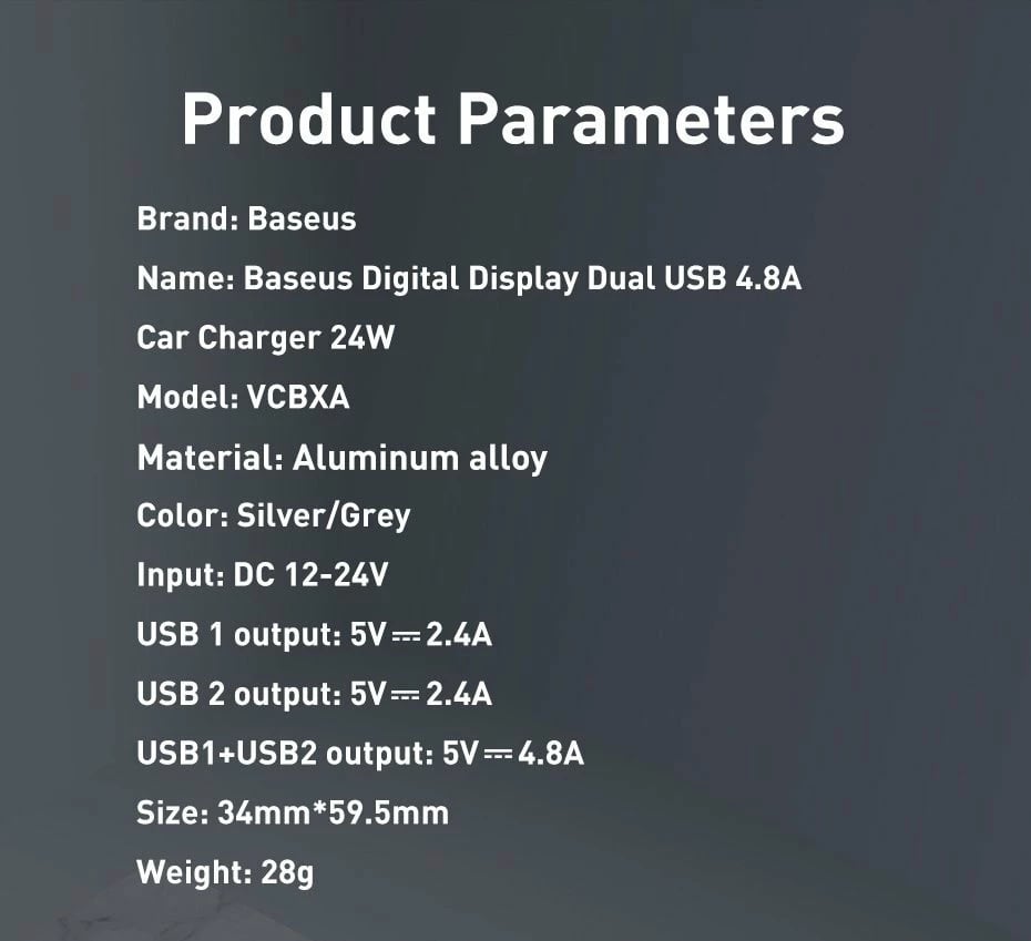 Karikues veture Baseus TZCCBX-0G, 2x USB, 24W, me ekran LCD + kabllo 3-në-1 USB-C/micro USB/Lightning, 1.2m, zi Karikues veture Baseus TZCCBX-0G, 2x USB, 24W, me ekran LCD + kabllo 3-në-1 USB-C/micro USB/Lightning, 1.2m, zi