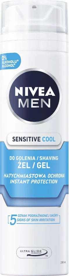 Xhel për rroje Nivea Men Sensitive Cool për meshkuj, 200ml