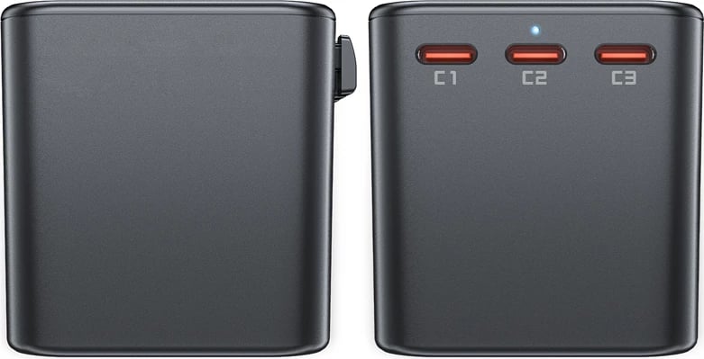 Karikues udhëtimi Acefast Z1 GaN, 75W, 3x USB-C, 2x USB-A, i zi
