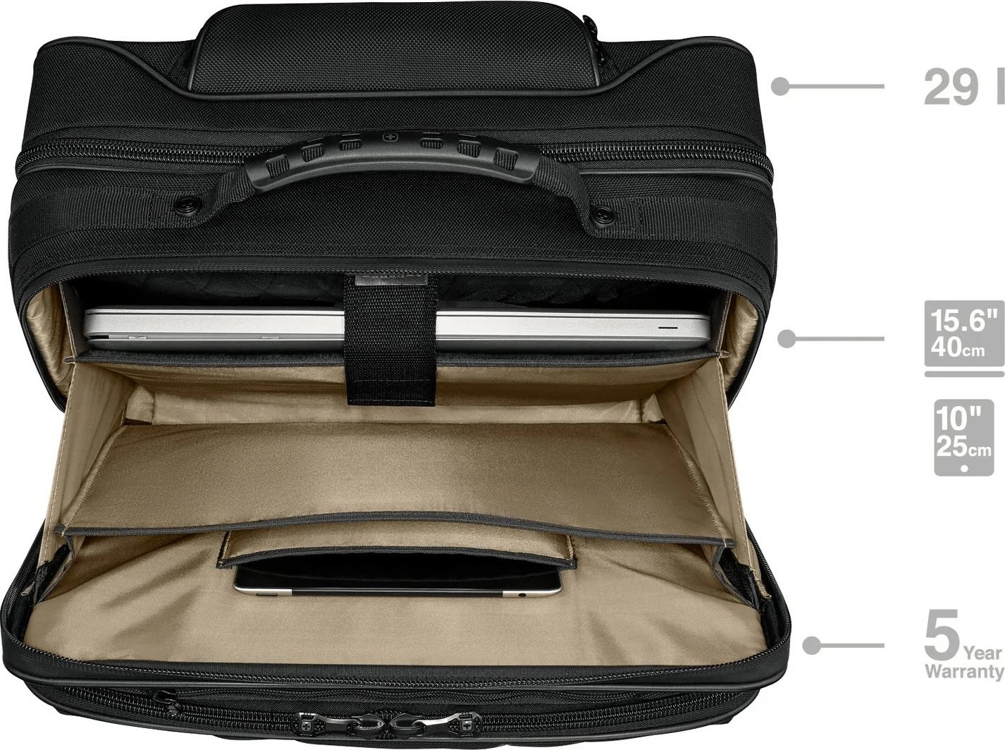 Çantë laptopi Wenger Legacy Black Series 15.6 inç me rrota, e zezë