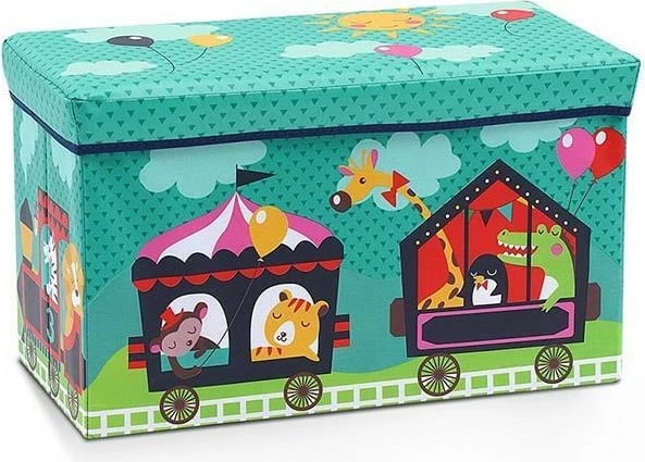 Kuti ruajtëse tekstili NEXT me tren dhe kafshë, 35x60x30cm