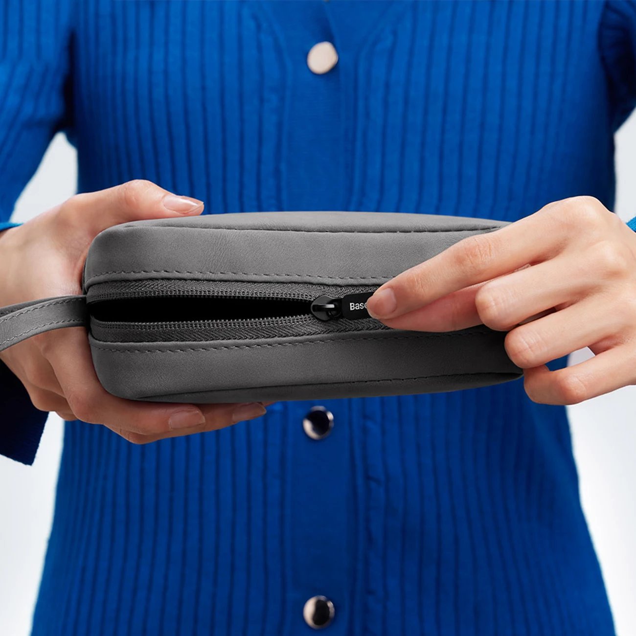 Çantë e vogël udhëtimi Baseus EasyJourney, mbështjellës për telefon, kufje dhe sende të vogla, gri