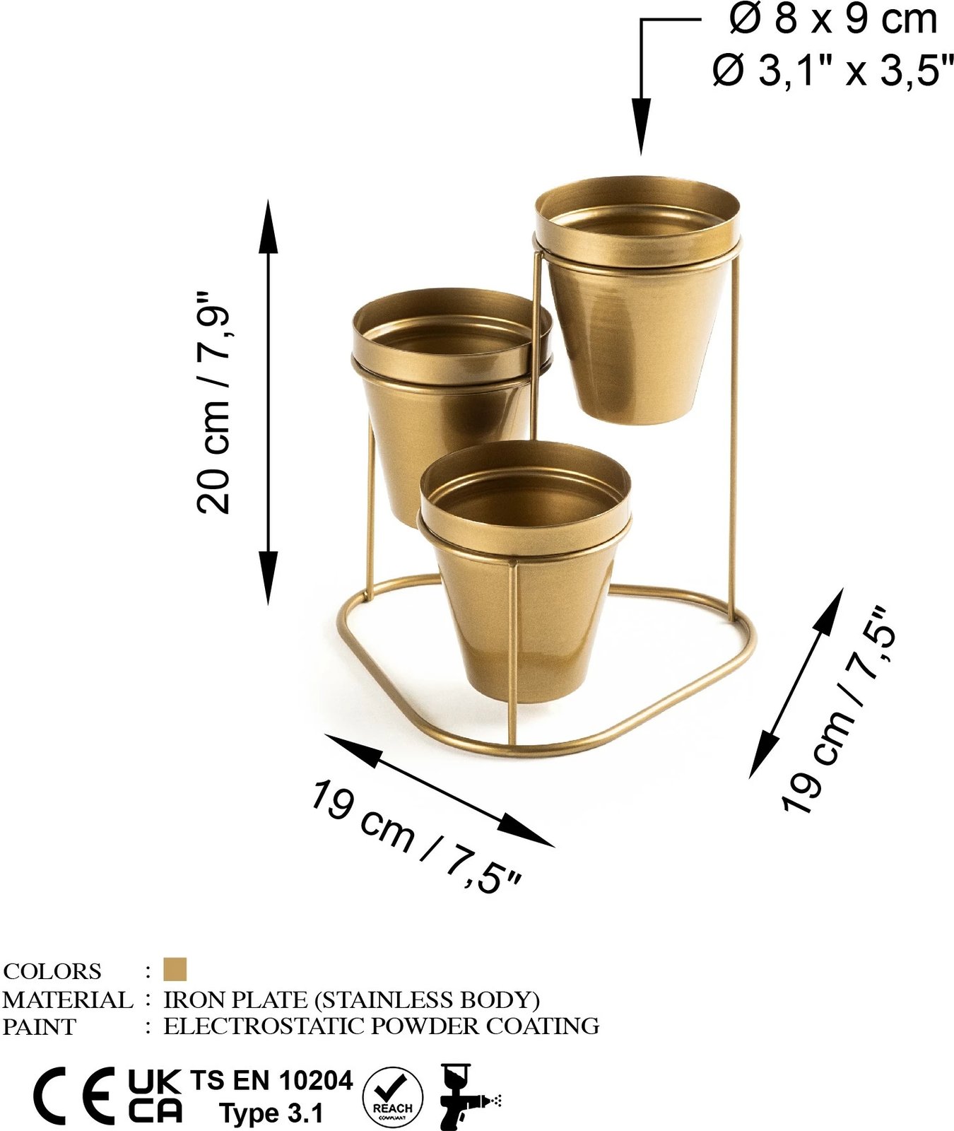 Aksesor dekorativ metalik, ngjyrë ari, Aberto Design, GED-014-B