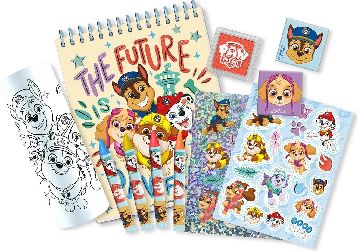 Set kreativ Paw Patrol Kids Euroswan PW19960 me kuti 3D, ngjyrues, vula, ngjitëse