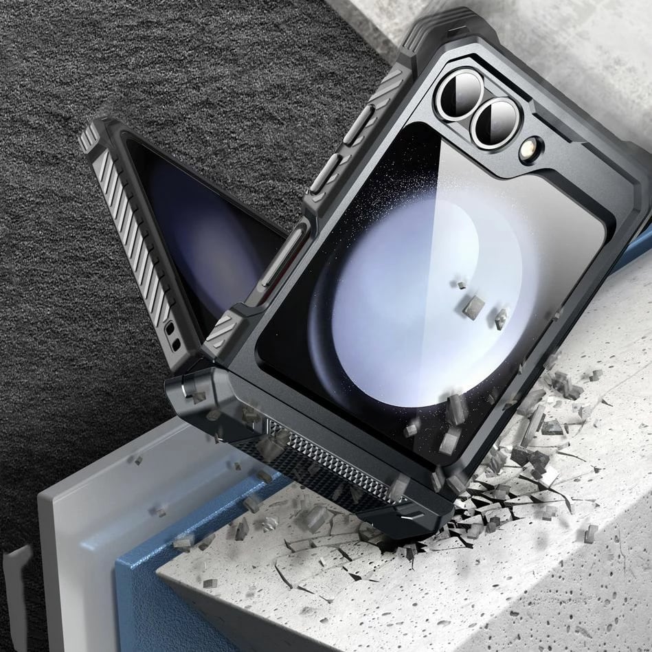 Mbështjellës Supcase ArmorBox për Samsung Galaxy Z Flip 6, i zi, me klip rripi