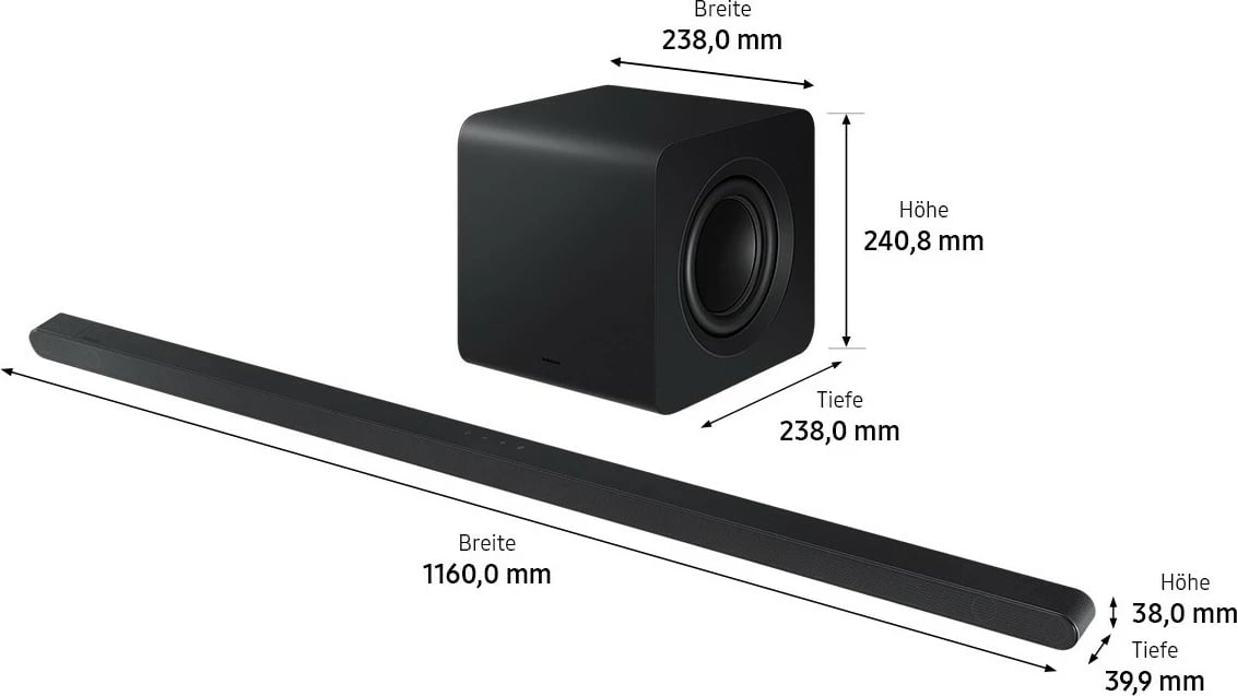 Soundbar Samsung HW-S810GD ultra i hollë, me subwoofer, Wi-Fi, Bluetooth, e zezë/titanium