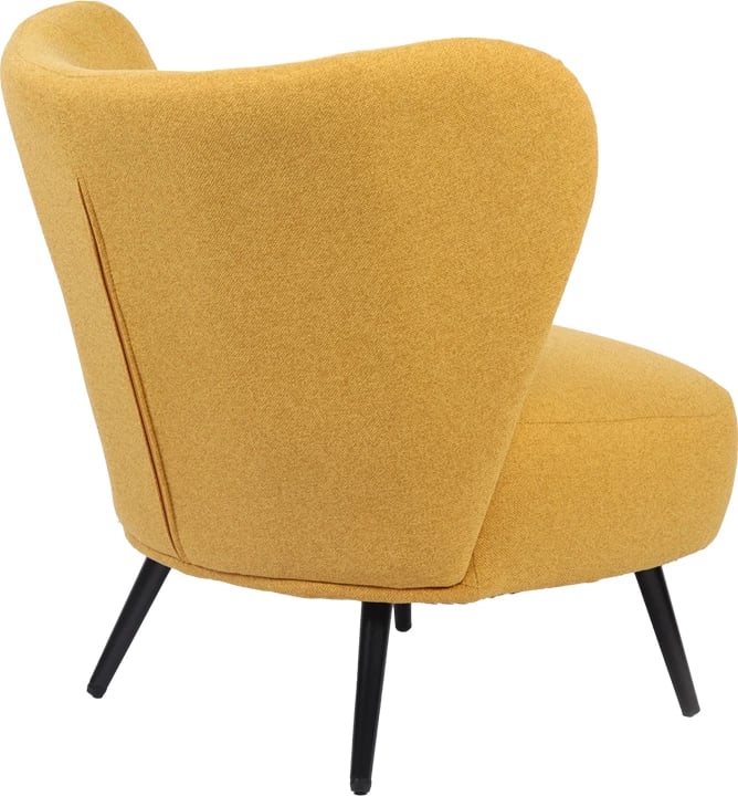 Fotel Nagreta, material tekstili i verdhë, këmbë metalike të zeza, 77x73x74cm