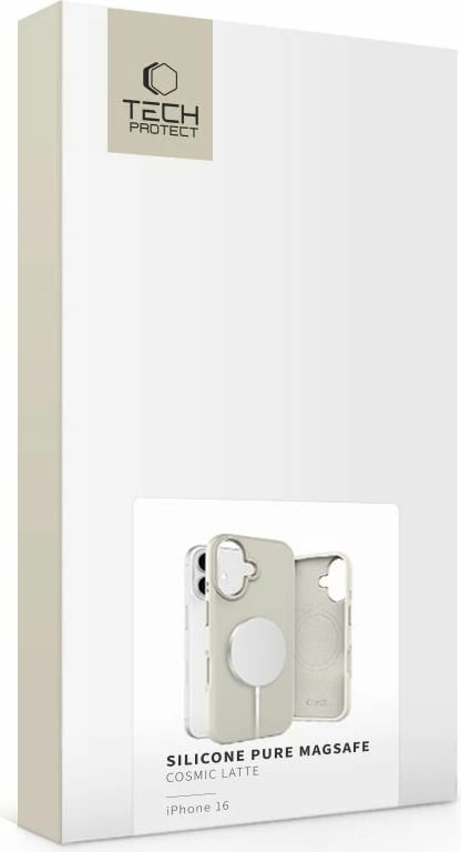 Mbështjellës Tech-Protect Silicone PU MagSafe për iPhone 16, Bezhe