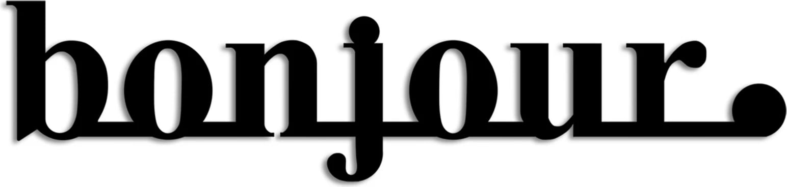 Aksesor dekorativ metalik për mur, Wallity, Bonjour, ngjyrë e zezë, 70x16cm