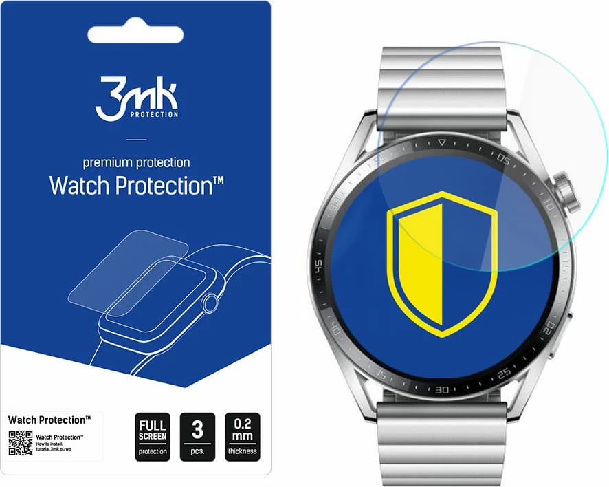 Film mbrojtës për orë Huawei Watch GT 3 46mm, 3mk Protection Watch Protection ARC+, set 3 copë