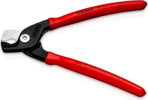 Prerëse kabllosh Knipex 160mm, dorezë plastike, e zezë/kuqe