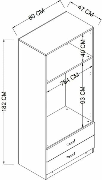 Dollap rrobash ngjyrë gri, Skye Decor, Yaman Luna 1600-043