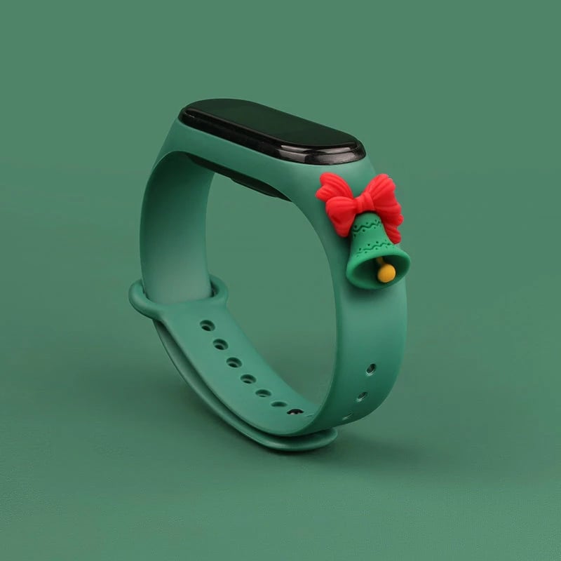 Rrip silikoni Hurtel për Xiaomi Mi Band 3/4, dizajn Krishtlindjesh, i gjelbër