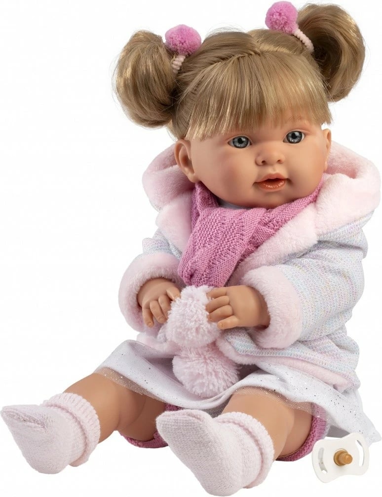 Kukull, Llorens, 42288 Alexa, 42 cm, qan kur hiqet smoci, me veshje dhe smoc, bateri LR44 të përfshira