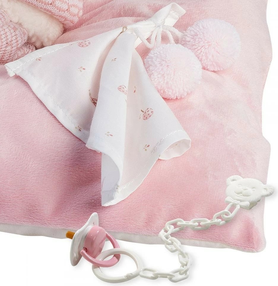 Kukull bebe Llorens Nica, 40 cm, me batanije, rozë