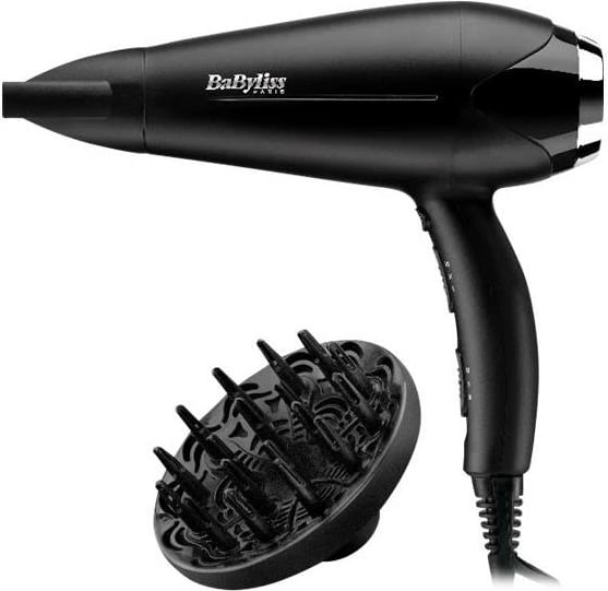 Tharëse flokësh, BaByliss, Turbo Smooth 2200 (D572DE), 2200W, keramikë & jonike, me difuzer dhe koncentrator, e zezë