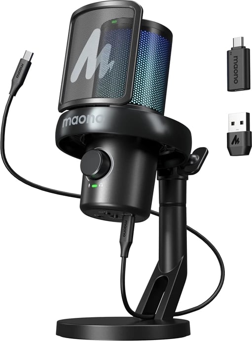 Mikrofon kondensator wireless Maono DM40 Pro, AI Voice Changer, RGB, i zi