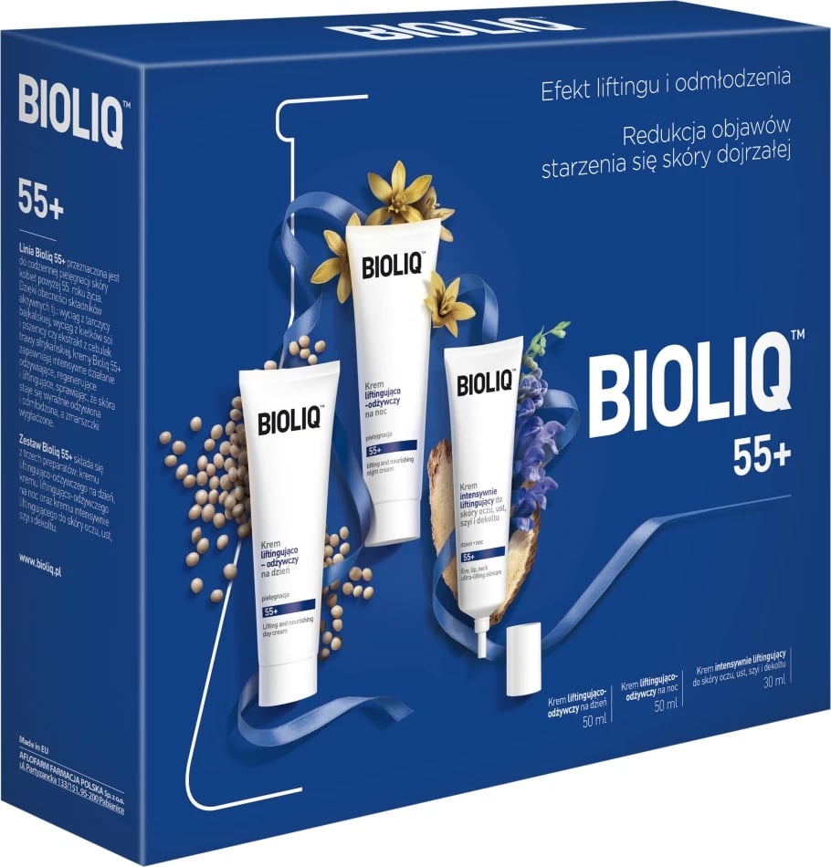 Set kremra për fytyrë, sy, buzë, qafë, dekolte BIOLIQ 55+ Intensive Lifting për femra, 3 copë Set kremra për fytyrë, sy, buzë, qafë, dekolte BIOLIQ 55+ Intensive Lifting për femra, 3 copë