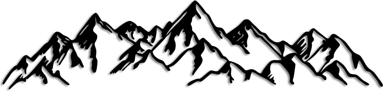 Aksesor dekorativ metalik për mur, pamje mali, Wallity, i zi, 62x14cm