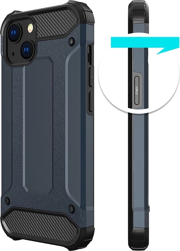 Mbështjellës Hurtel Hybrid Armor për iPhone 14, Blu