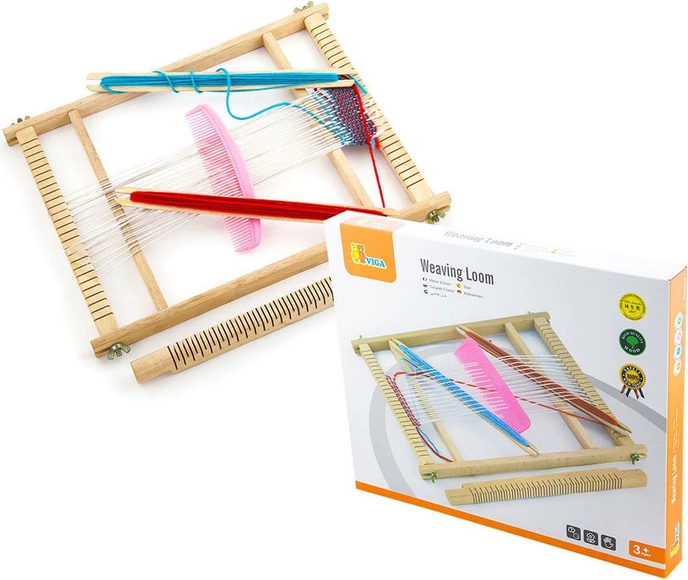 Tezgjah druri për endje, Viga, set kreativ për fëmijë 3+, shumëngjyrësh