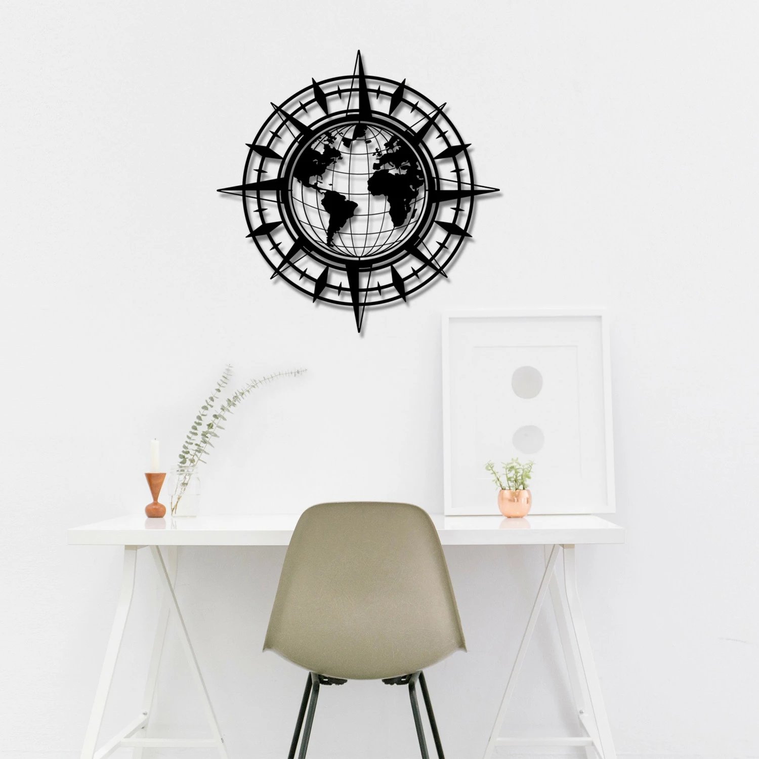 Aksesor dekorativ metalik për mur Wallity, Gercek Dunya, ngjyrë e zezë, 49x49cm