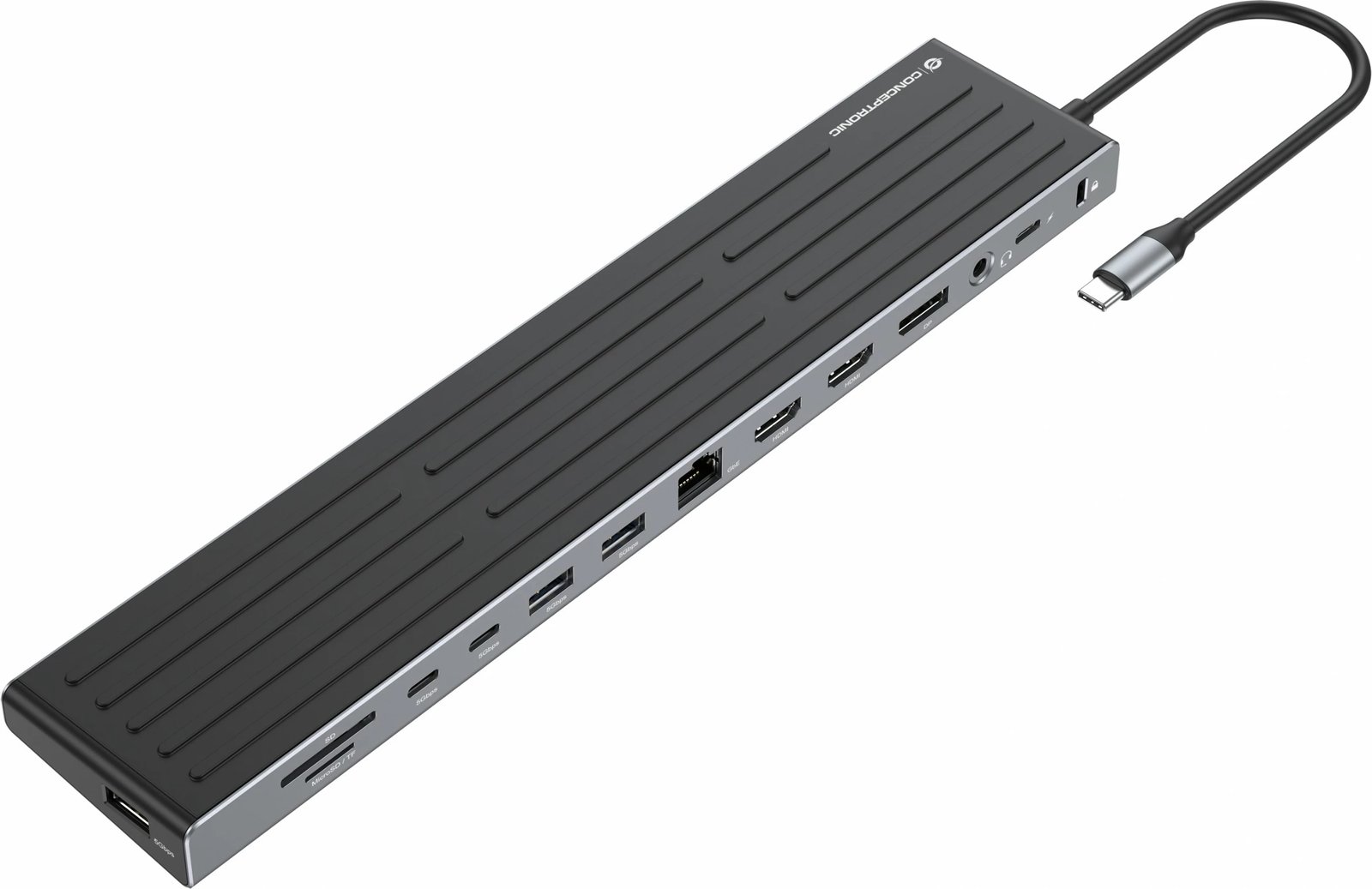 Dock Conceptronic 14-1 USB-C, 2xHDMI, DP, 2xUSB-C, 18cm, zi