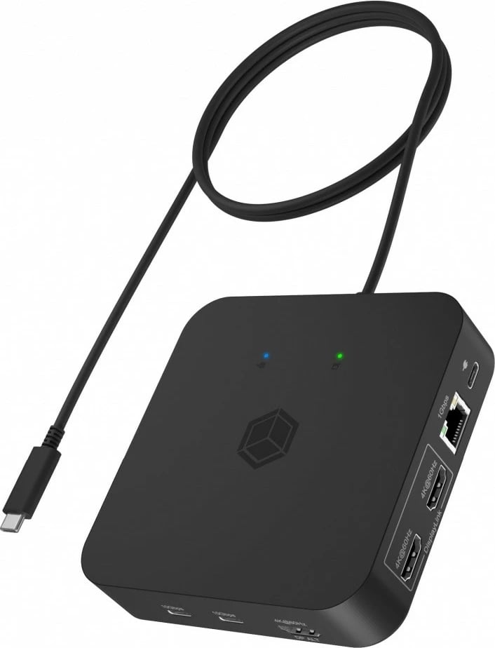 Kasë IcyBox IB-DK4090-C, 12 porte, USB Type-C, 3x HDMI, LAN, USB, Power Delivery deri 100W, e zezë