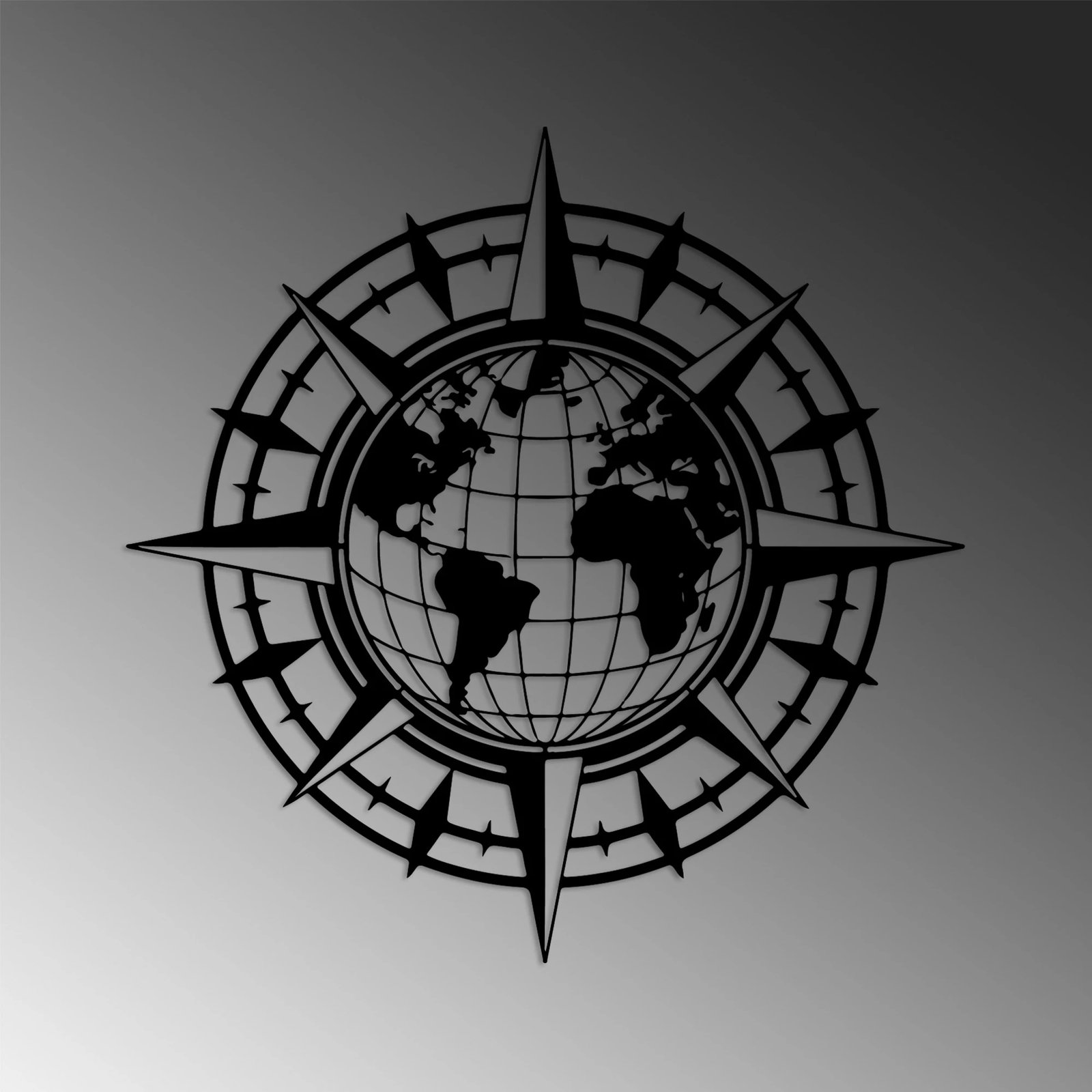 Aksesor dekorativ metalik për mur, Bussola, Wallity, ngjyrë e zezë, 49x49cm