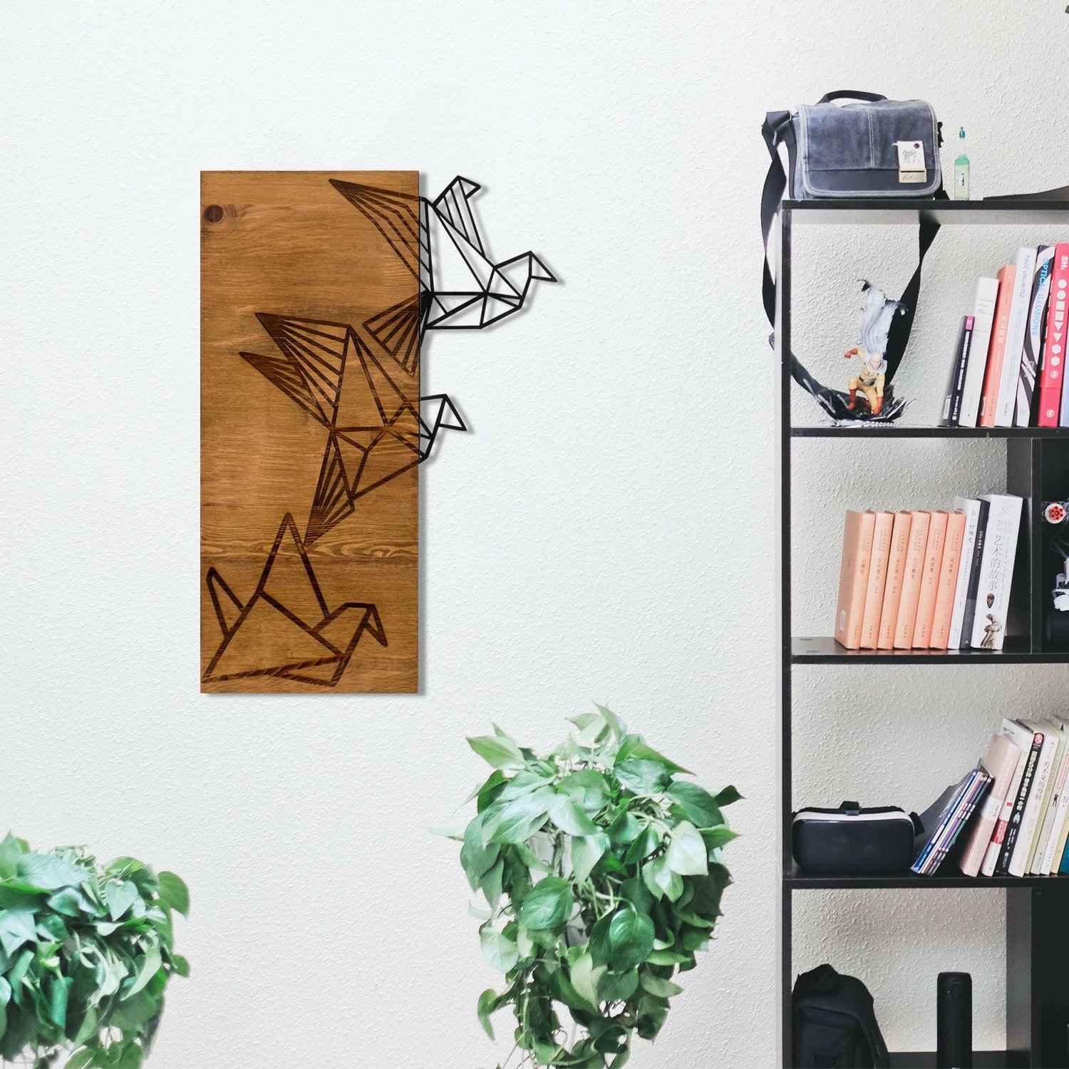 Aksesor dekorativ prej druri për mur, Wallity, Oragami