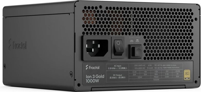Furnizues energjie ATX, Fractal Design Ion 3 Gold FD-P-IA3G-100-EU, 1000W 80+ Gold, ATX 3.1, modular, PCIe Gen5 12V2×6, i zi