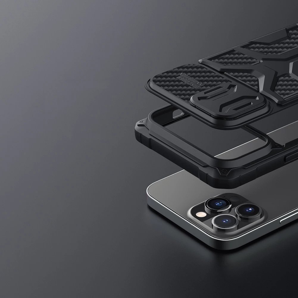 Mbështjellës Nillkin Adventurer Case për iPhone 13 Pro, me kapak kamere, i zi