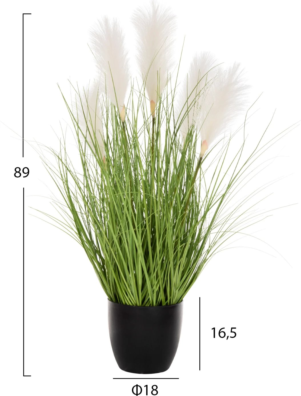 Bimë sintetike dekorative në vazo, FH4025, bar, 89H cm