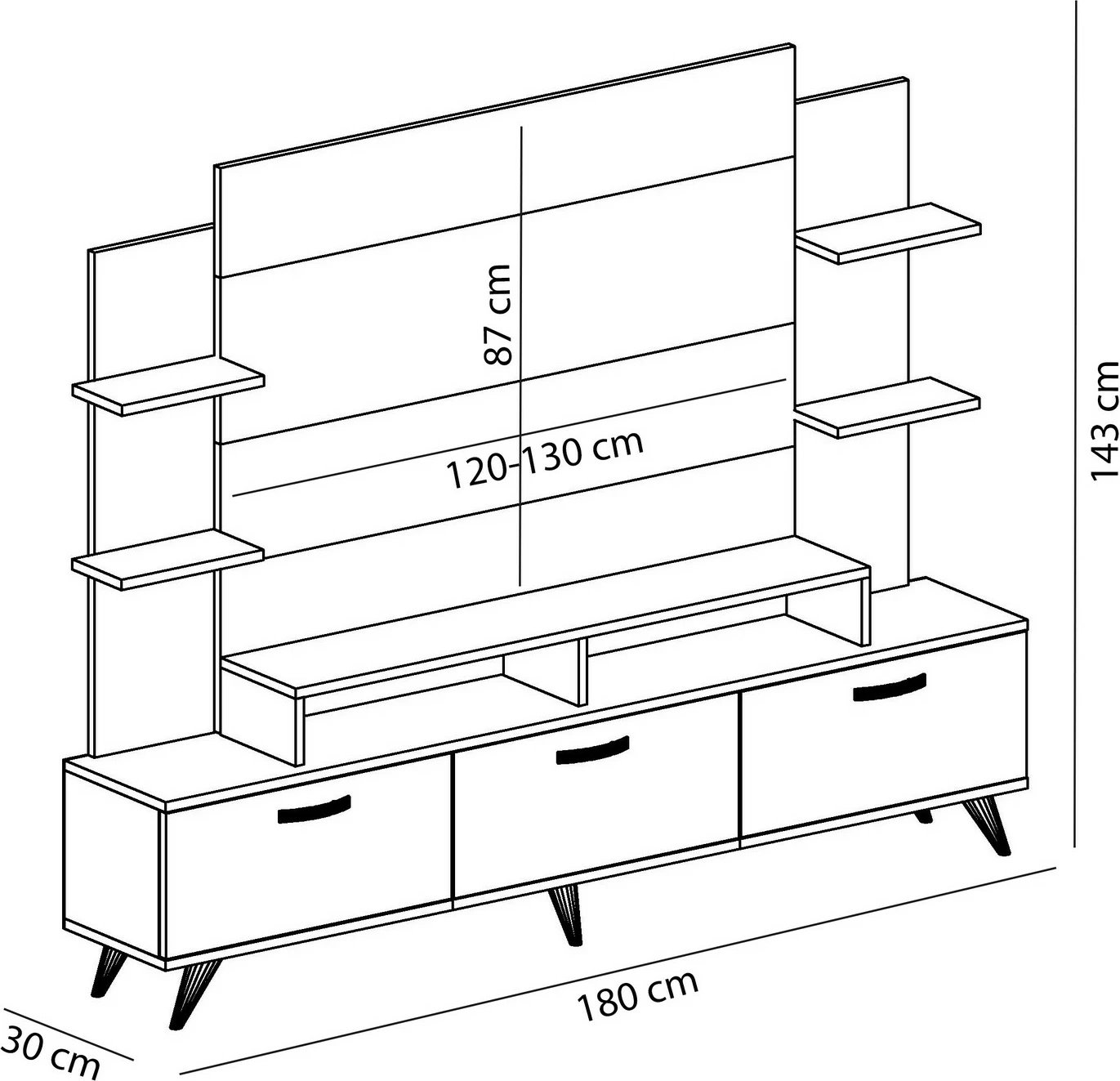 Njësi TV Hanah Home, e bardhë dhe arre, Diana