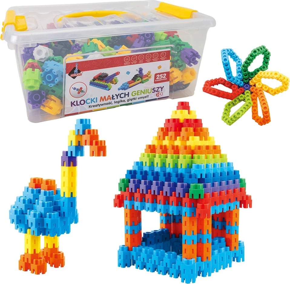 Set blloqe ndërtimi plastike ASKATO Little Genius, 252 pjesë, shumëngjyrëshe