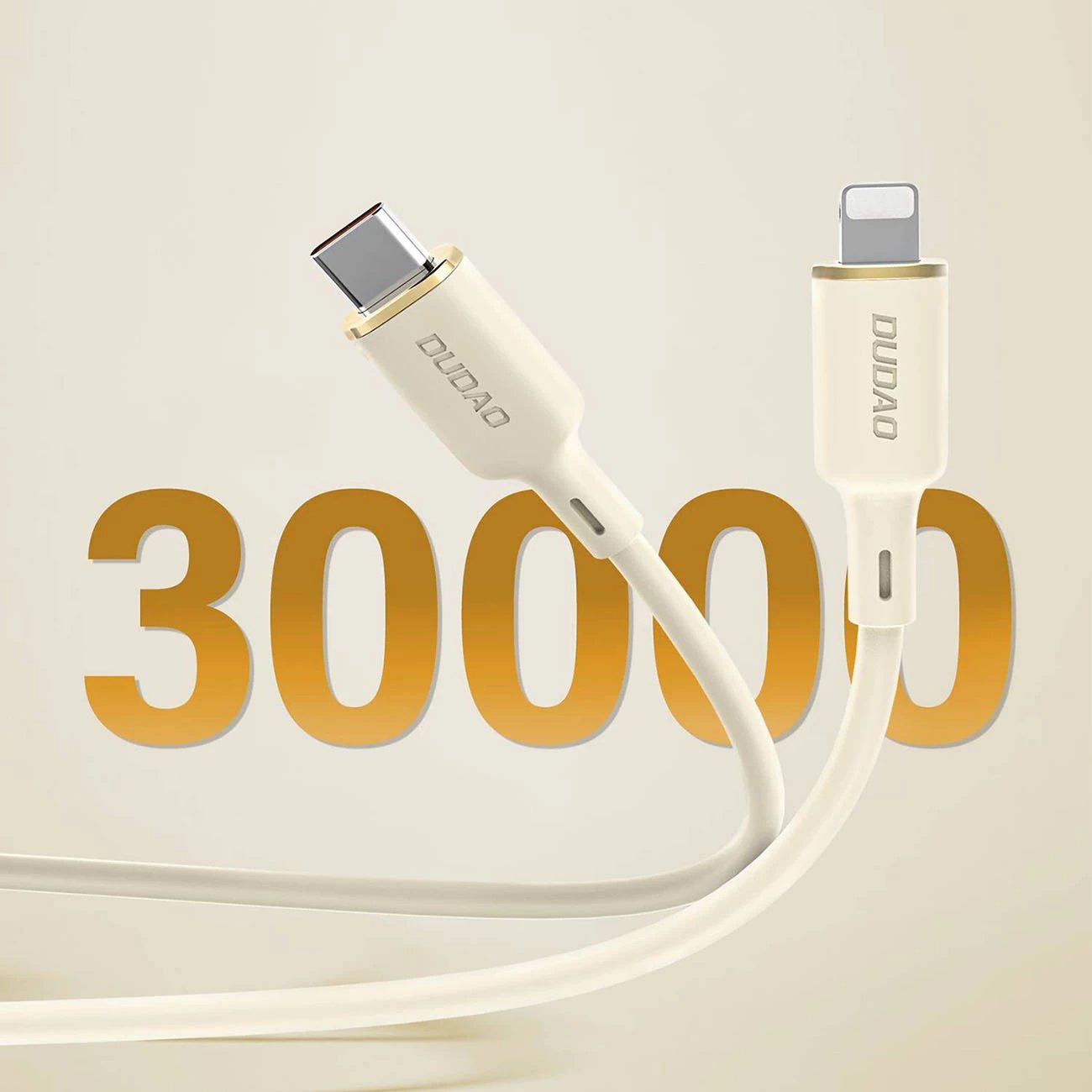 Kabllo Dudao L7SCL, USB-C në Lightning, 1m, 30W, Bezhe