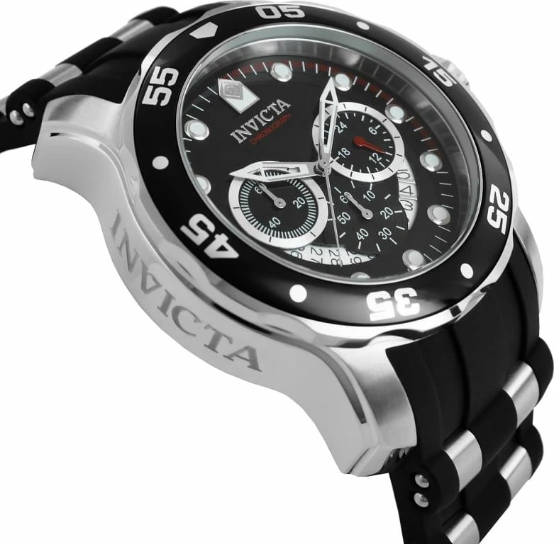 Orë dore për meshkuj Invicta, e zezë