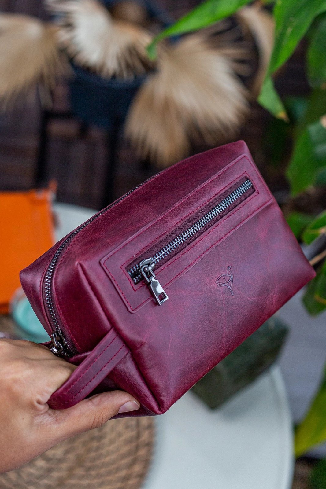 Çantë dore lëkure, ngjyrë burgundy, Zoozie Bags, Boston Crazy