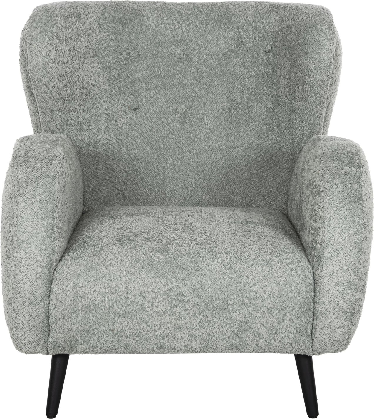 Fotelje KRYLY FH9593.05, ngjyrë jeshile bizele, pëlhurë boucle, këmbë druri të zeza, 83x87x89H cm