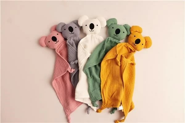 lodër përqafimi muslin, New Baby, Koala, 30x30 cm, 100% pambuk organik, gri