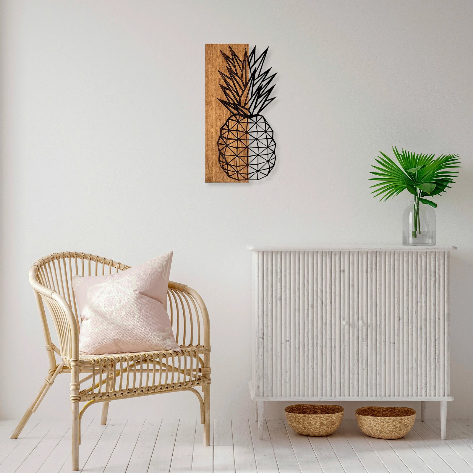 Aksesor dekorativ për mur, dru dhe metal, Wallity MA-298, ngjyrë arre, 58x30cm