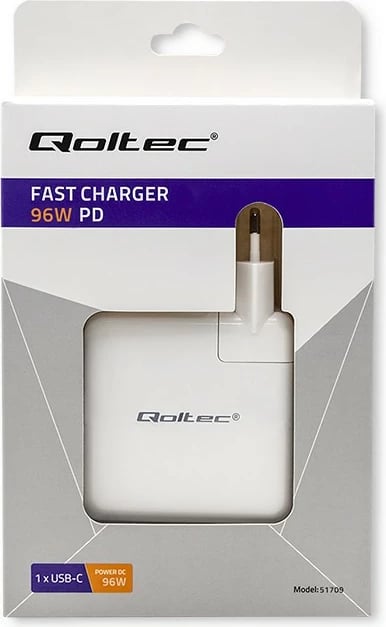Mbushës muri Qoltec 96W, USB Type-C PD, i bardhë