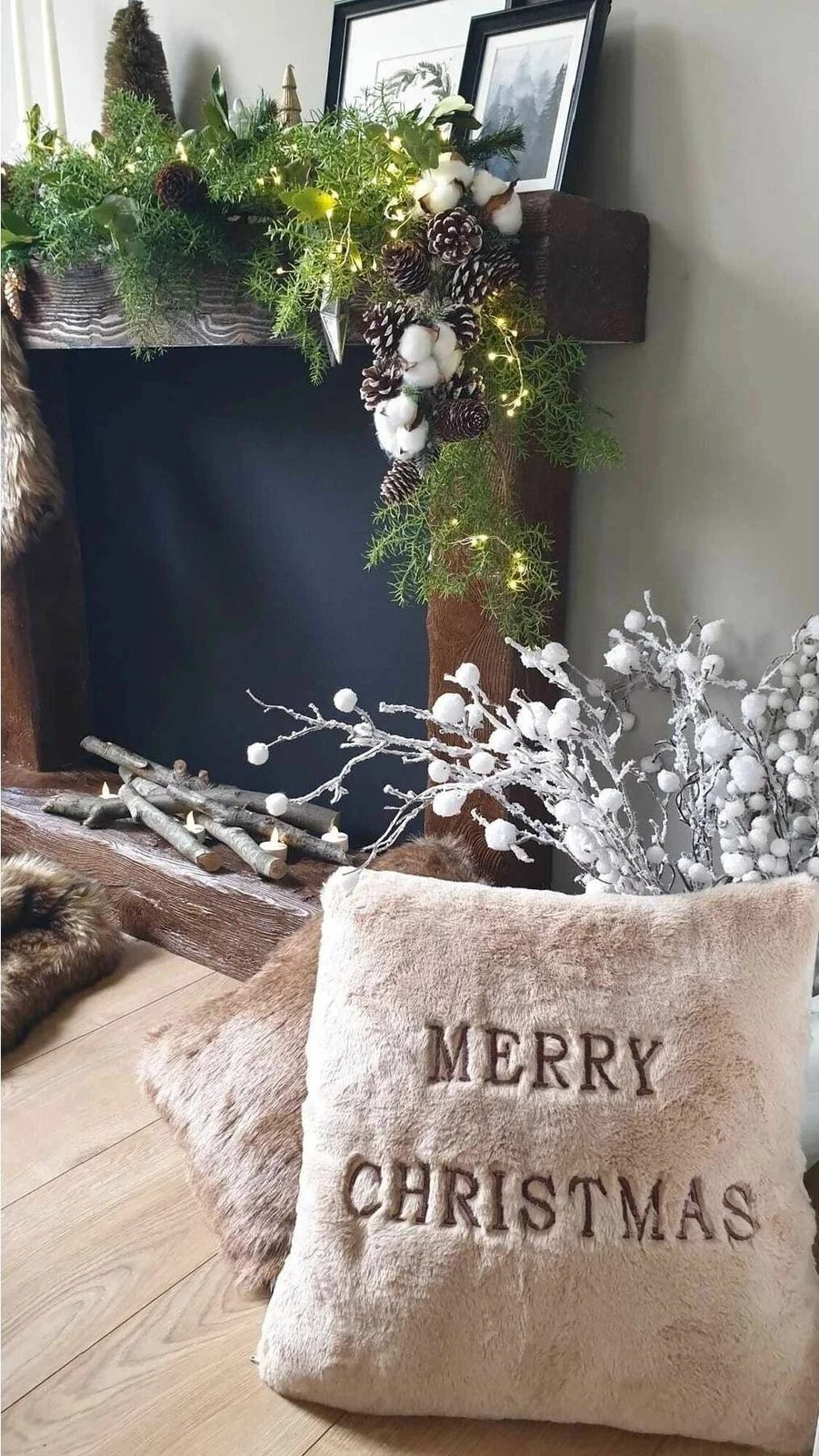 Jastëk dekorativ Krishtlindjesh, ngjyrë bezhë, Evila Originals, 43x43cm